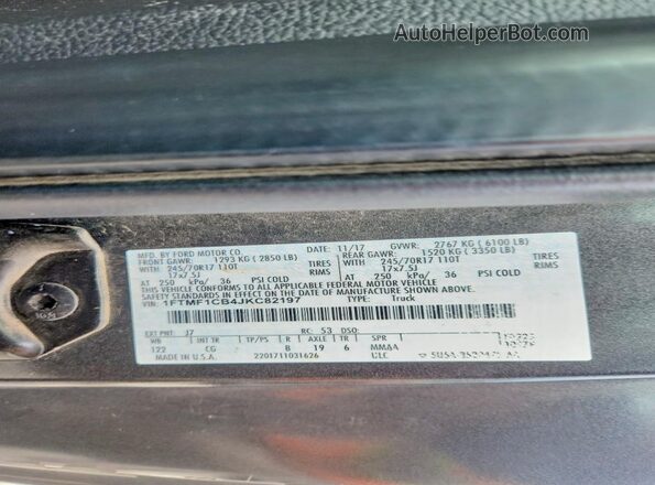 1FTMF1CB4JKC82197 2018 FORD F150 Gray 