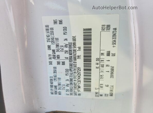 1FTMF1CB7KKD57251 2019 FORD F150 Two Tone ძრავის განყოფილების ხედი