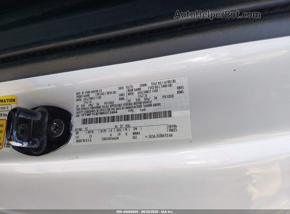 1FTMF1CB7MKD72464 2021 FORD F150 White Vista del compartimento del motor