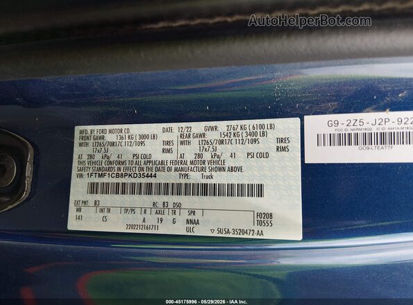 1FTMF1CB8PKD35444 2023 FORD F150 Синий Вид подкапотного пространства