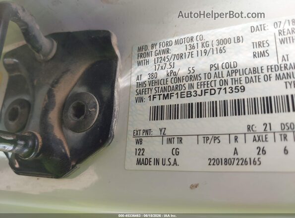1FTMF1EB3JFD71359 2018 FORD F150 White Widok komory silnika