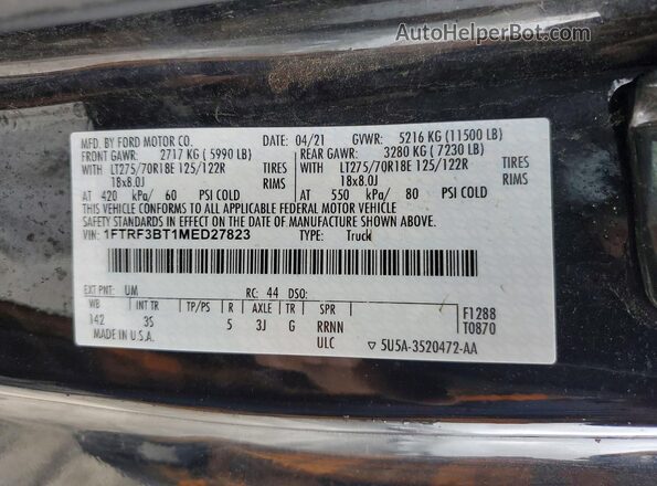 1FTRF3BT1MED27823 2021 FORD F350 Black Вид підкапотного простору