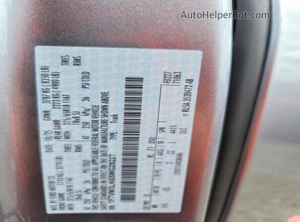 1FTVW3LK6SWG28227 2025 FORD F150 Gray Widok naklejki z numerem VIN