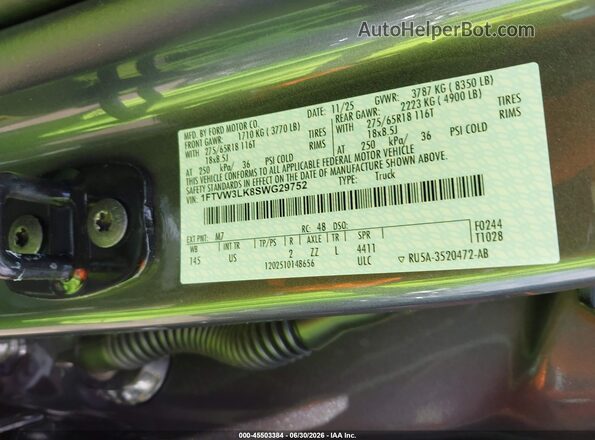 1FTVW3LK8SWG29752 2025 FORD F-150 LIGHTNING Gray Вид підкапотного простору
