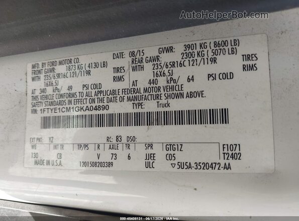 1FTYE1CM1GKA04890 2016 FORD TRANSIT-150 White Engine compartment view