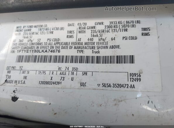 1FTYE1Y80LKA74676 2020 FORD TRANSIT-150 Red Вид підкапотного простору