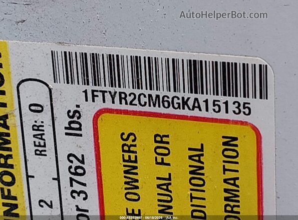 1FTYR2CM6GKA15135 2016 FORD TRANSIT-250 White Вид підкапотного простору