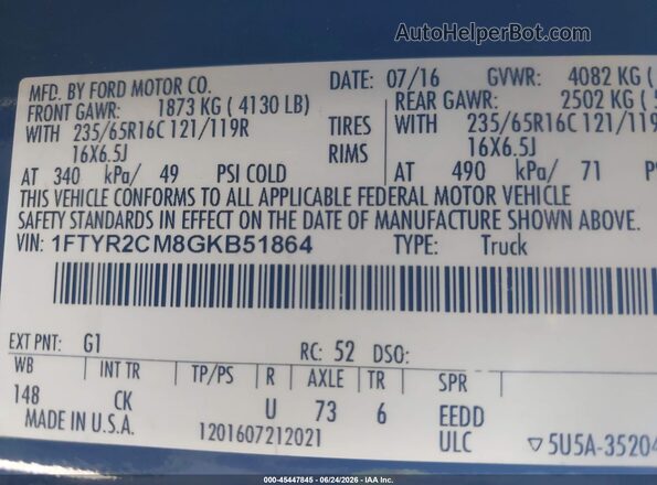 1FTYR2CM8GKB51864 2016 FORD TRANSIT-250 Black Engine compartment view