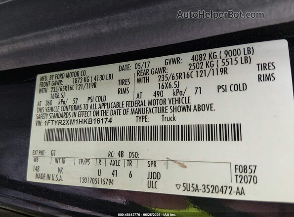1FTYR2XM1HKB16174 2017 FORD TRANSIT-250 Black Widok komory silnika