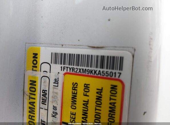 1FTYR2XM9KKA55017 2019 FORD TRANSIT-250 White Engine compartment view