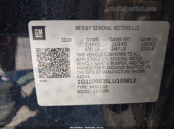 1G1105S35LU105812 2020 CHEVROLET IMPALA Black Շարժիչի բաժամունքի տեսք