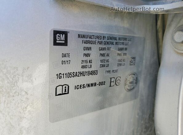 1G1105SA2HU184863 2017 CHEVROLET IMPALA Silver Вид підкапотного простору