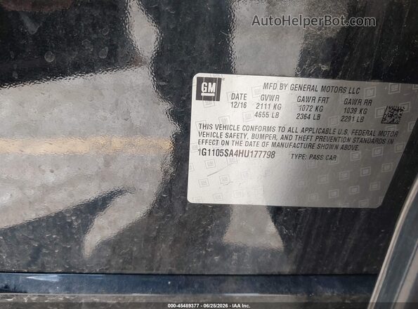 1G1105SA4HU177798 2017 CHEVROLET IMPALA Black Widok komory silnika