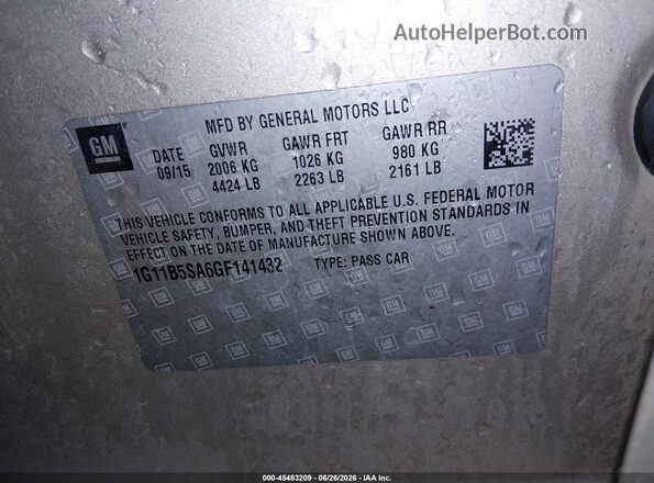1G11B5SA6GF141432 2016 CHEVROLET MALIBU Gold Engine compartment view