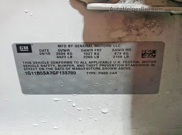 1G11B5SA7GF133789 2016 CHEVROLET MALIBU White Engine compartment view