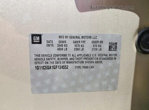 1G11C5SA1GF124552 2016 CHEVROLET MALIBU Beige 