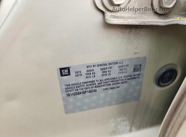 1G11C5SA1GF140749 2016 CHEVROLET MALIBU Beige Engine compartment view