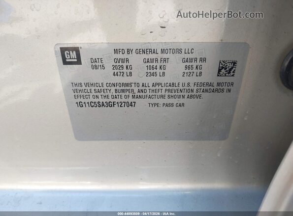 1G11C5SA3GF127047 2016 CHEVROLET MALIBU Gold 