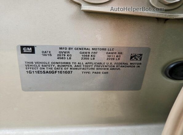 1G11E5SA6GF161607 2016 CHEVROLET MALIBU Silver 