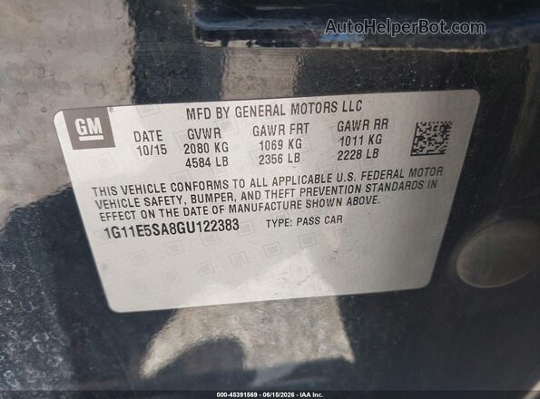 1G11E5SA8GU122383 2016 CHEVROLET MALIBU Black Вид підкапотного простору