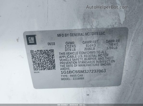 1G1BC5SM3J7237063 2018 CHEVROLET CRUZE White Շարժիչի բաժամունքի տեսք