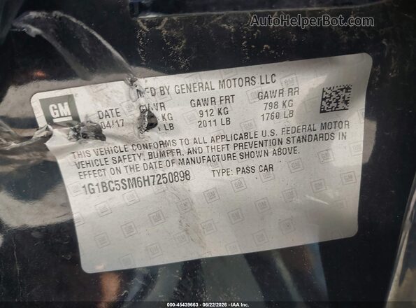 1G1BC5SM6H7250898 2017 CHEVROLET CRUZE Black Engine compartment view