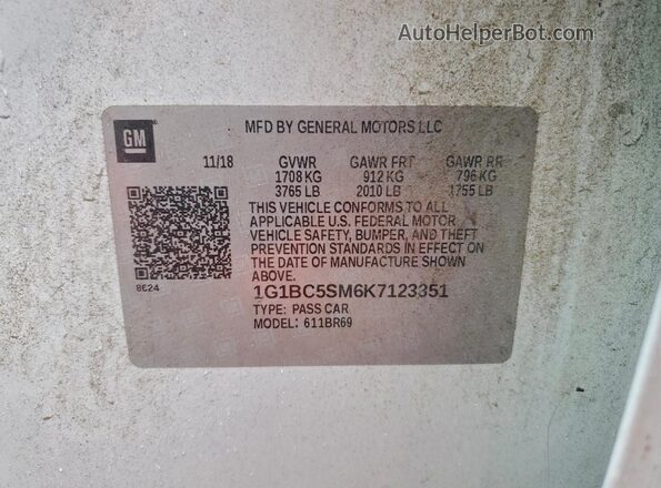 1G1BC5SM6K7123351 2019 CHEVROLET CRUZE White Widok komory silnika