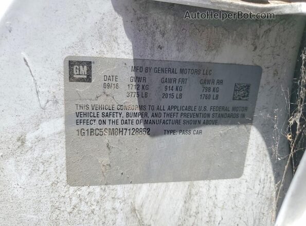 1G1BC5SM8H7128852 2017 CHEVROLET CRUZE White Vista del compartimento del motor
