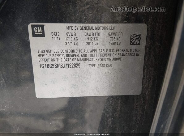 1G1BC5SM8J7122829 2018 CHEVROLET CRUZE Black Engine compartment view