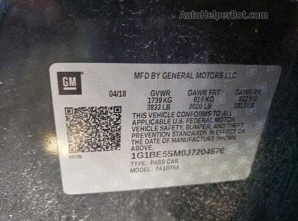 1G1BE5SM0J7204676 2018 CHEVROLET CRUZE Black 