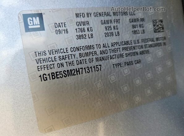 1G1BE5SM2H7131157 2017 CHEVROLET CRUZE Серебряный Вид подкапотного пространства