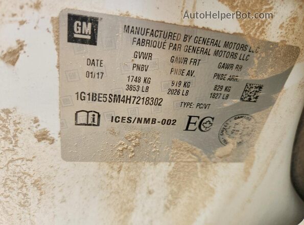 1G1BE5SM4H7218302 2017 CHEVROLET CRUZE White Engine compartment view