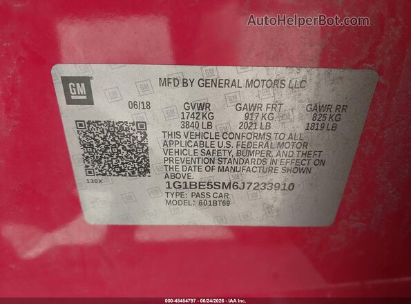 1G1BE5SM6J7233910 2018 CHEVROLET CRUZE Red Engine compartment view