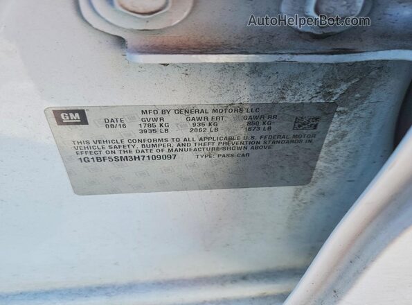 1G1BF5SM3H7109097 2017 CHEVROLET CRUZE White Widok komory silnika