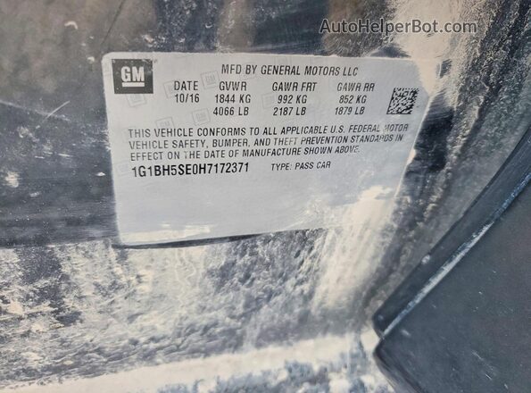 1G1BH5SE0H7172371 2017 CHEVROLET CRUZE Charcoal Widok komory silnika