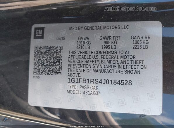 1G1FB1RS4J0184528 2018 CHEVROLET CAMARO Black Vista del compartimento del motor