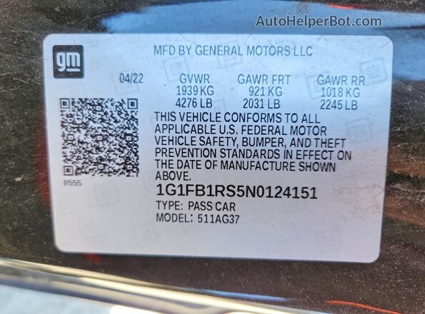 1G1FB1RS5N0124151 2022 CHEVROLET CAMARO Black Շարժիչի բաժամունքի տեսք