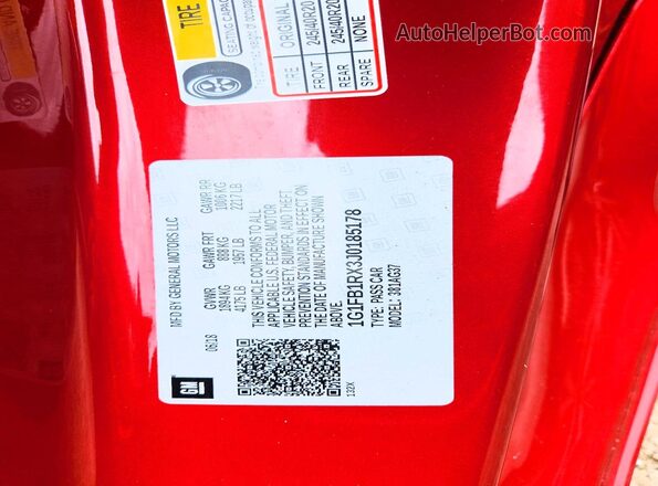 1G1FB1RX3J0185178 2018 CHEVROLET CAMARO Red Vista de la etiqueta del VIN