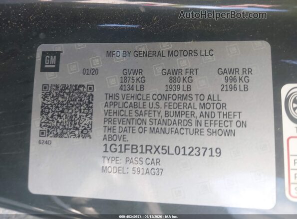 1G1FB1RX5L0123719 2020 CHEVROLET CAMARO Green ძრავის განყოფილების ხედი