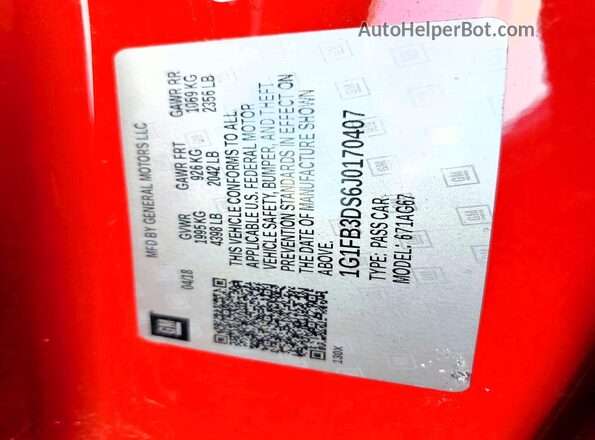 1G1FB3DS6J0170407 2018 CHEVROLET CAMARO Red Engine compartment view