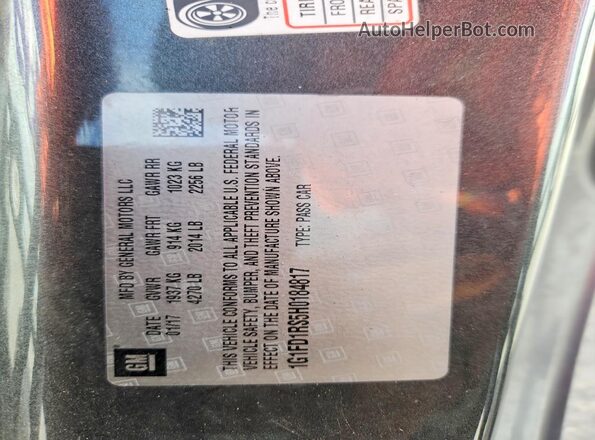 1G1FD1RS5H0184817 2017 CHEVROLET CAMARO Silver 