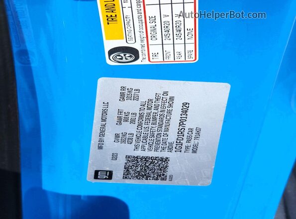 1G1FD1RS7P0134029 2023 CHEVROLET CAMARO Blue 