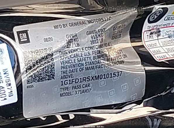 1G1FD1RSXM0101537 2021 CHEVROLET CAMARO Black Շարժիչի բաժամունքի տեսք