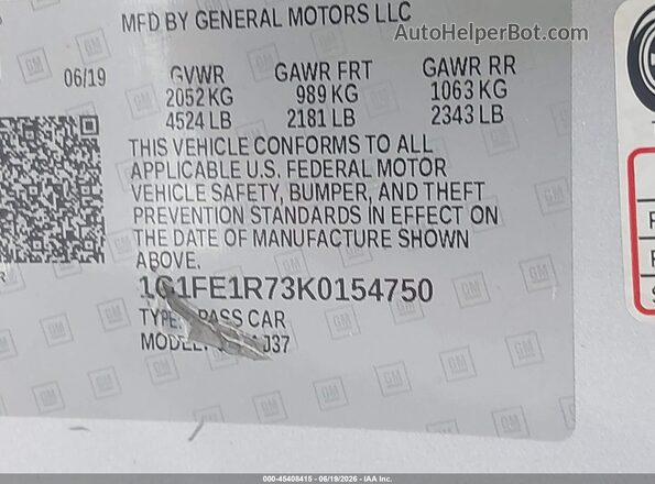 1G1FE1R73K0154750 2019 CHEVROLET CAMARO Silver Widok komory silnika