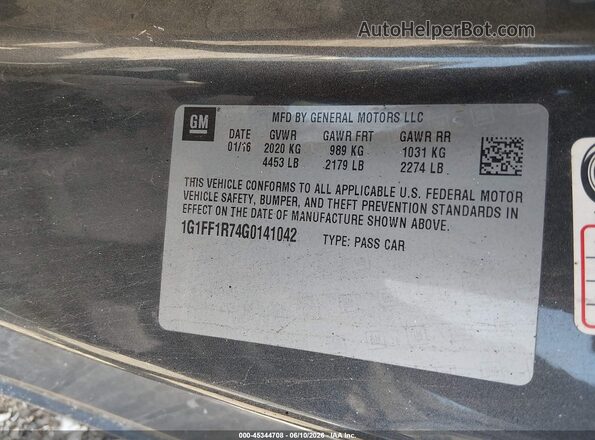 1G1FF1R74G0141042 2016 CHEVROLET CAMARO Gray ძრავის განყოფილების ხედი