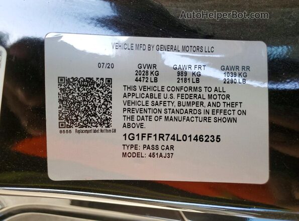 1G1FF1R74L0146235 2020 CHEVROLET CAMARO Black 