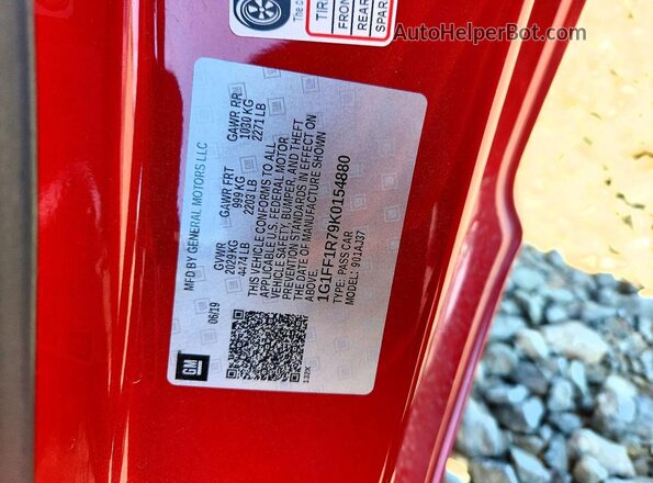 1G1FF1R79K0154880 2019 CHEVROLET CAMARO Red 