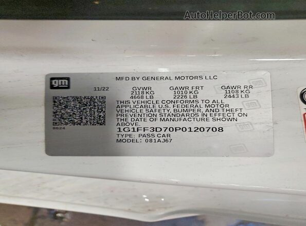 1G1FF3D70P0120708 2023 CHEVROLET CAMARO White 