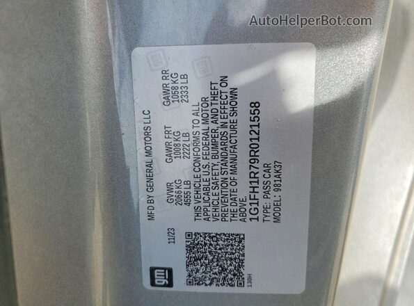 1G1FH1R79R0121558 2024 CHEVROLET CAMARO Gray 