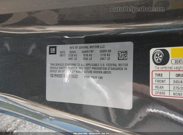 1G1FH3D70H0215622 2017 CHEVROLET CAMARO Серый Вид подкапотного пространства